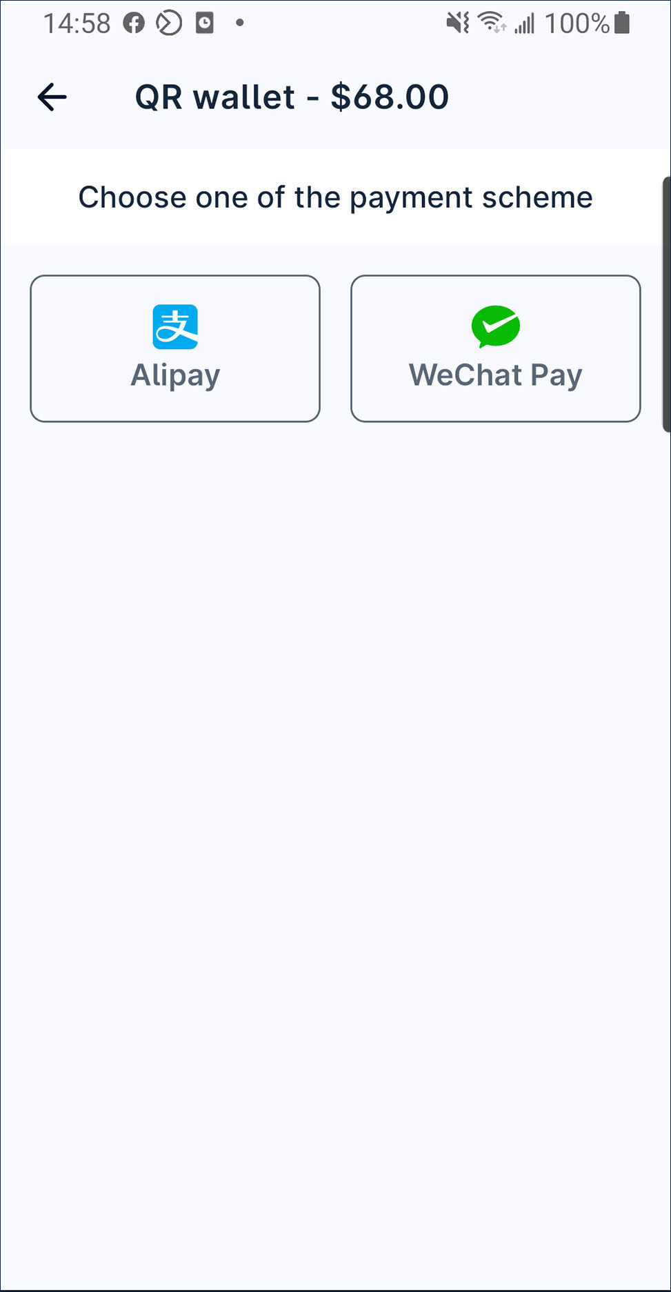 select wallet type