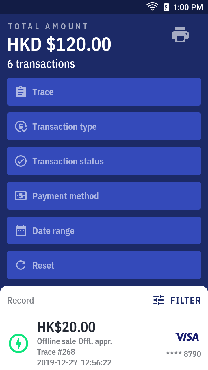 filter transaction