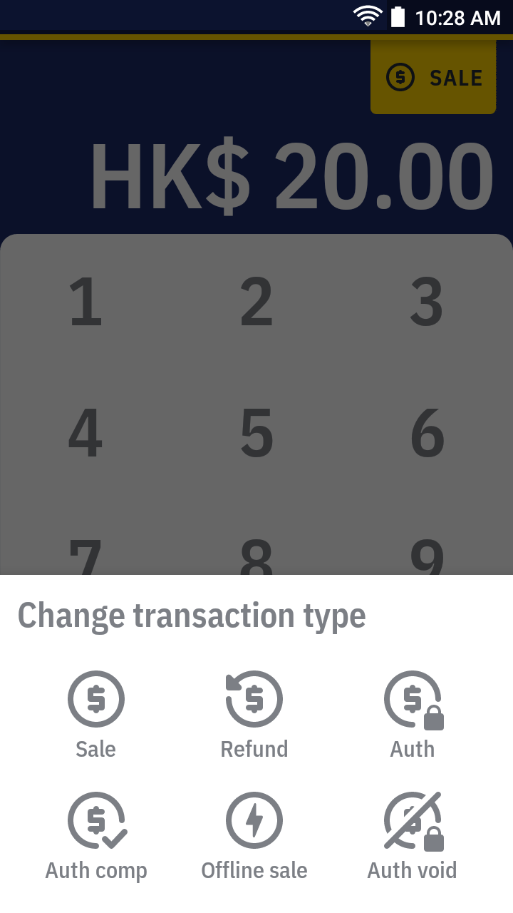 select transaction type